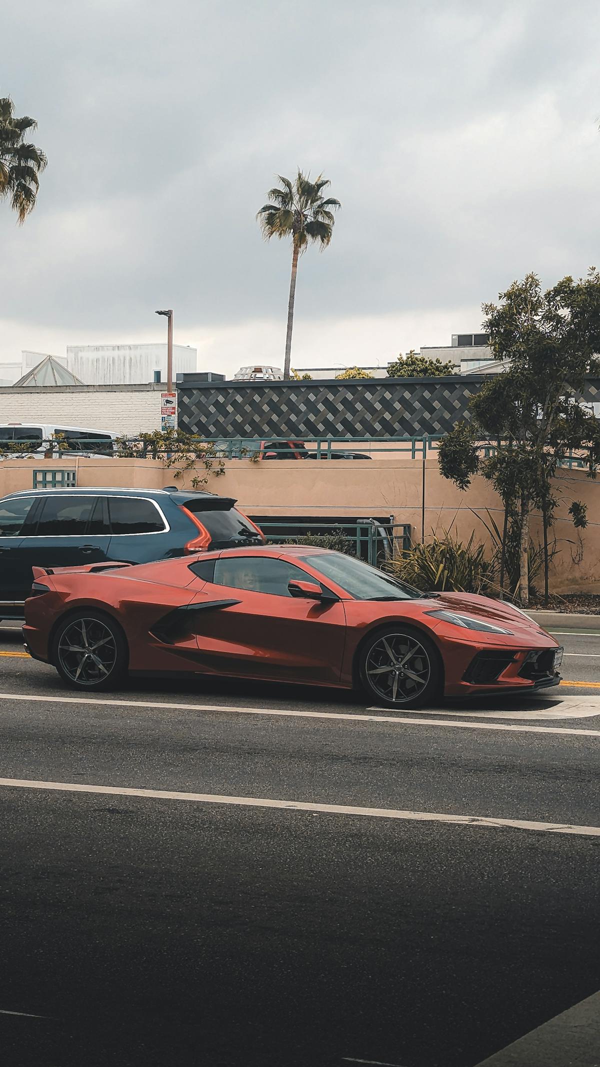 chevrolet c8 corvette stingray on parking lot 1