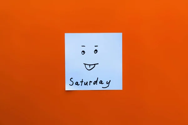 top view sticky note saturday